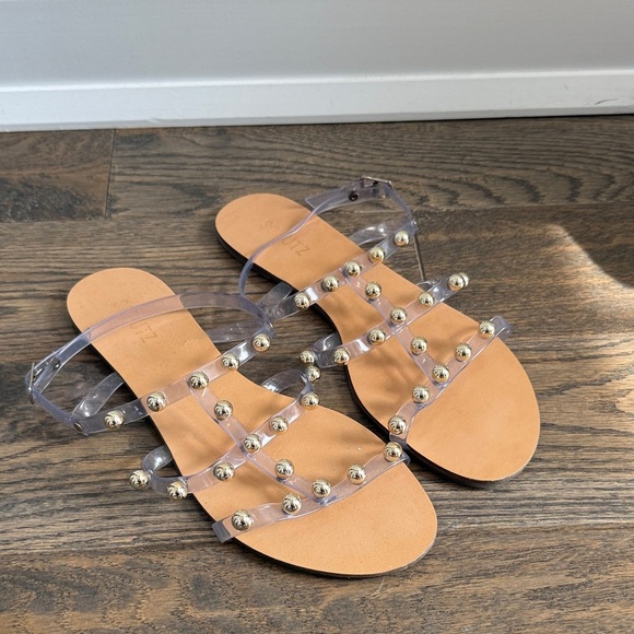 SCHUTZ Shoes - SCHUTZ Clear Gold Studded Sandals